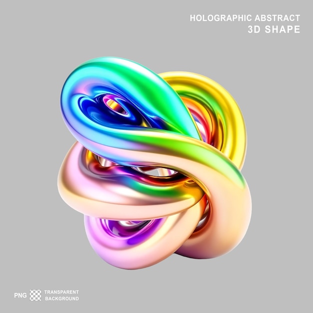 3D Render of a Colorful Abstract Fluid Twisted Shape on Transparent Background