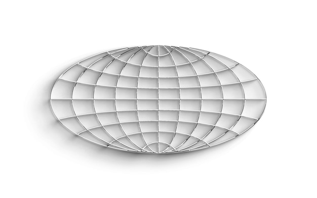 3D Render of a Globe with Grid Lines Isolated on White Background