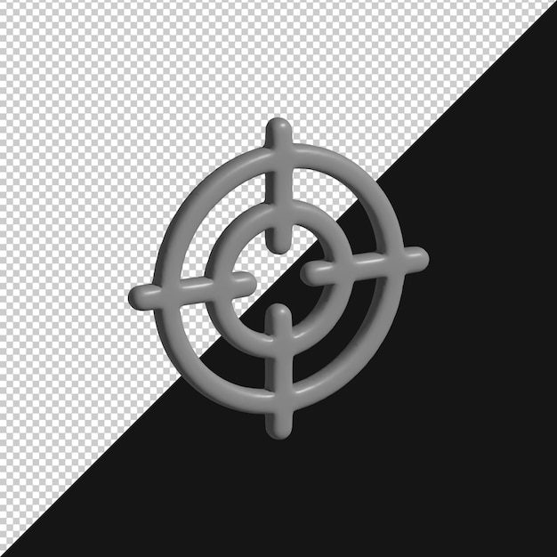 3D Render of a Grey Target Icon
