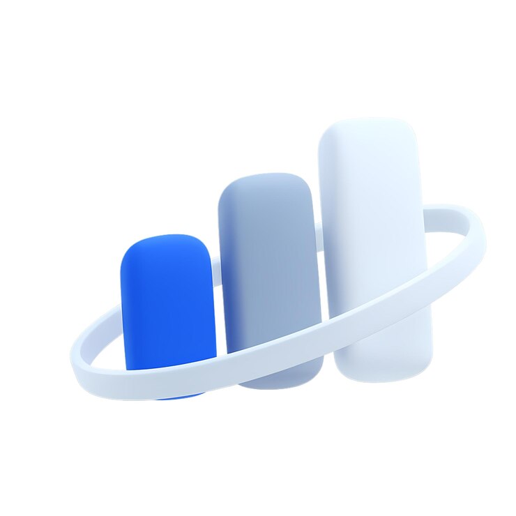 PSD 3d render of a growth chart illustrating business statistics