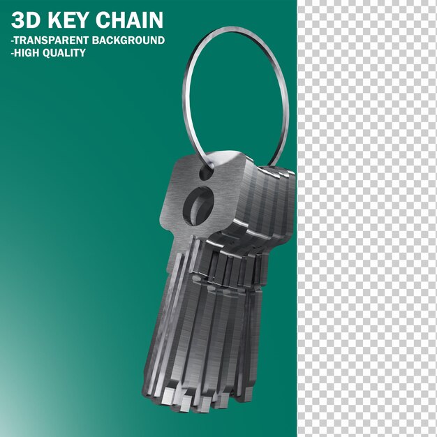 3D Render of a Keychain with Multiple Keys