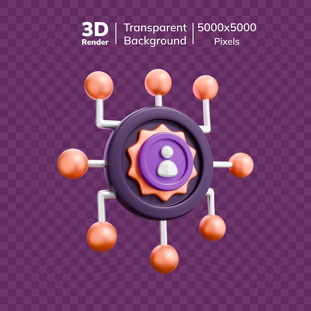 3d render of a network with a central user icon
