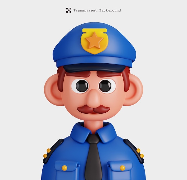 3d рендеринг изолированных персонажей полицейского. иконки аватаров профессий и занятий