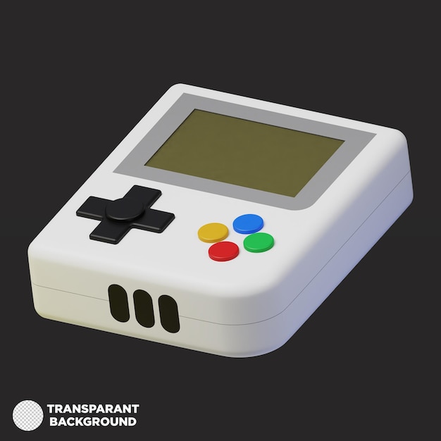 3d render of a retro handheld console on transparent background