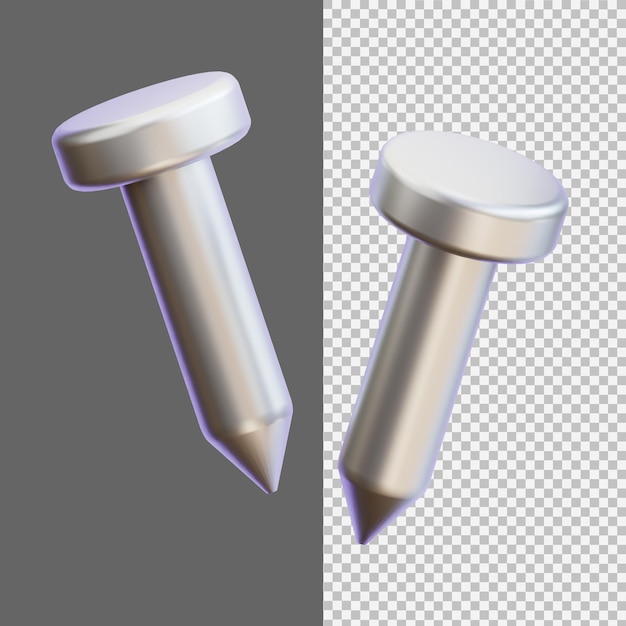 3D Render of a Shiny Metallic Nail
