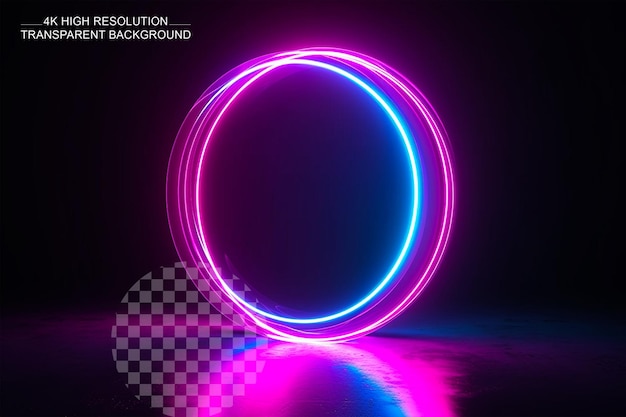 3d-рендер абстрактного геометрического фона с светящимися неоновыми огнями на прозрачном фоне