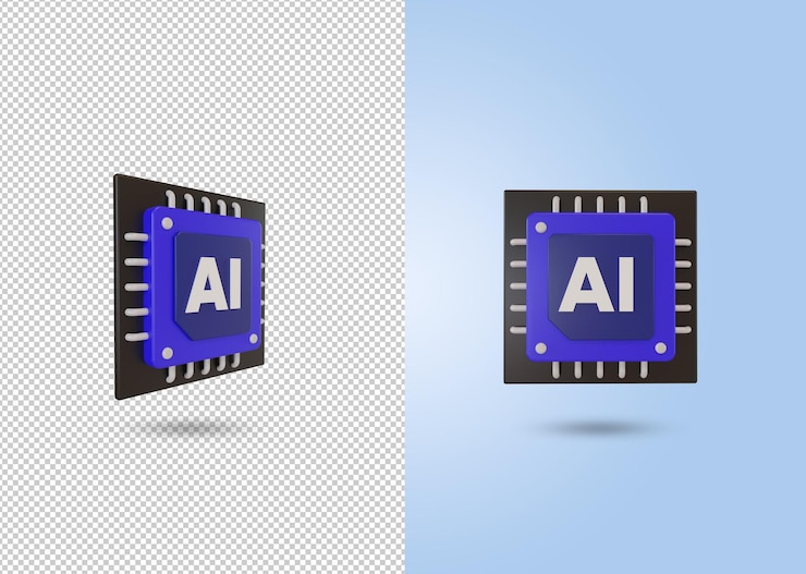 PSD 3d render of ai artificial intelligence chip icon icon illustration for website