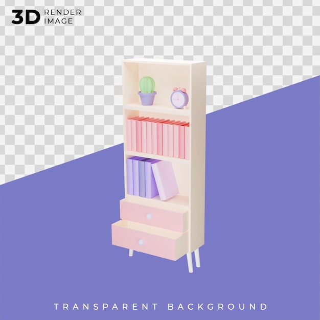 3d render of bookshelf illustration