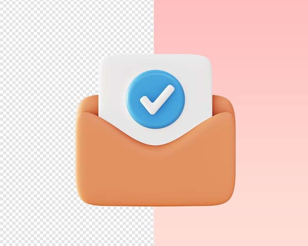 PSD uiuxウェブモバイルアプリソーシャルメディア広告デザインのメールイラストアイコンをチェックする3dレンダリング