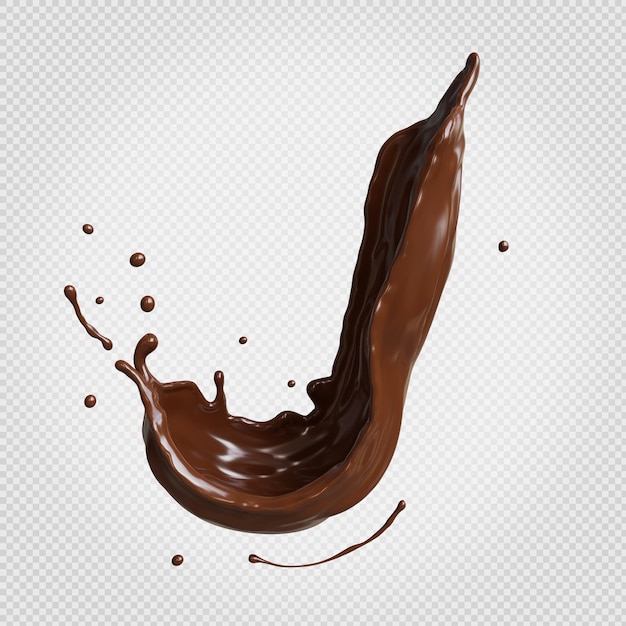 3d render of chocolate splash on transparent background