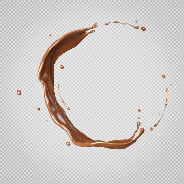 3d render of Chocolate splashing on transparent background