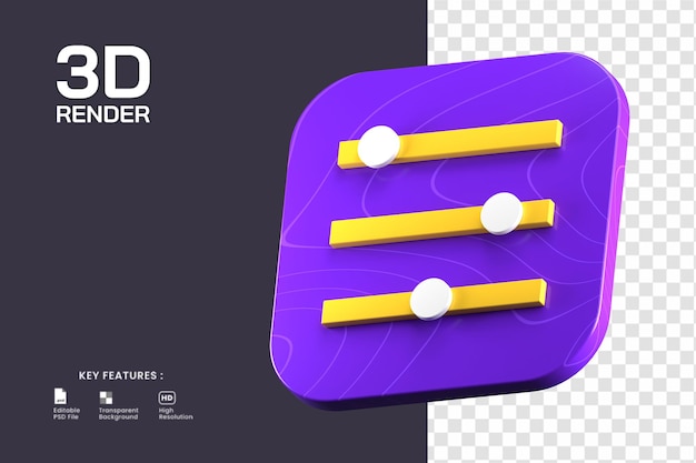 3d render of configuration icon isolated. useful for website or user interface design illustration