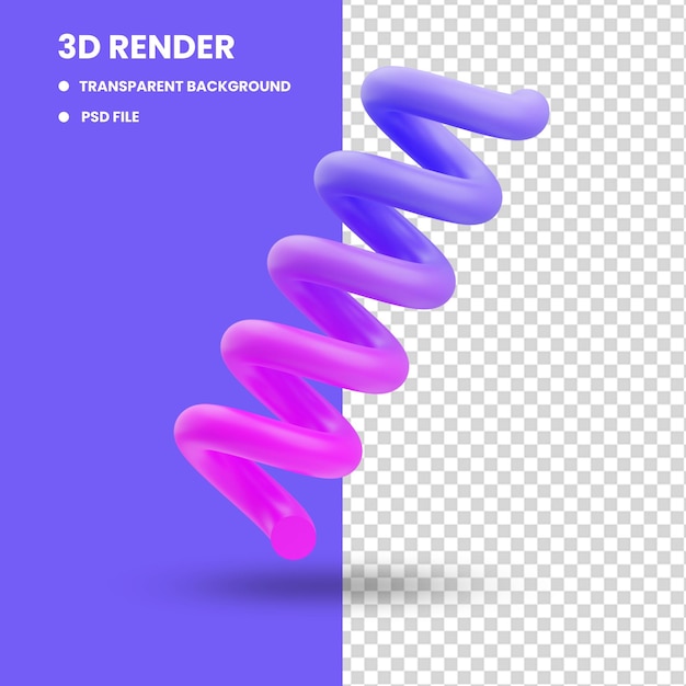 레이아웃 장식 및 Mor에 대한 그라데이션 컬러 스프링 곡선 모양 아이콘 그림의 3d 렌더링