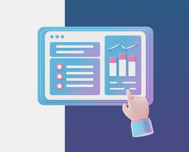 3d render of Gradient infographic growth illustration icons for web social media ads designs