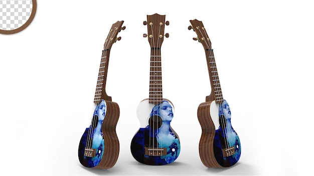 3d render of guitar set with transparent background