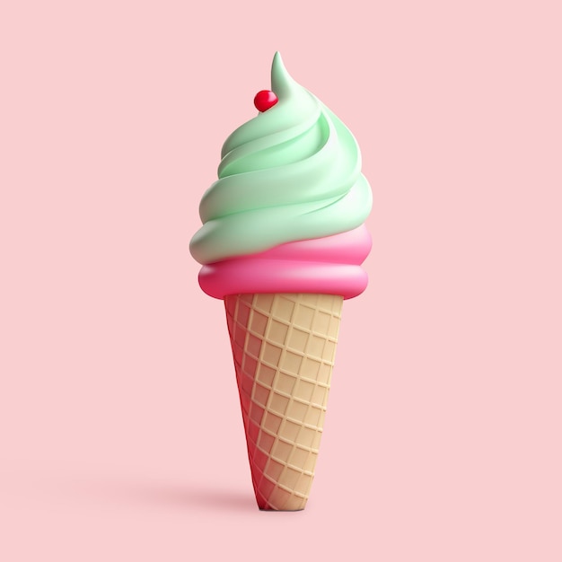아이스크림 아이콘의 3d 렌더링 미니멀리스트 아이스크림 아이콘 3d 렌더링