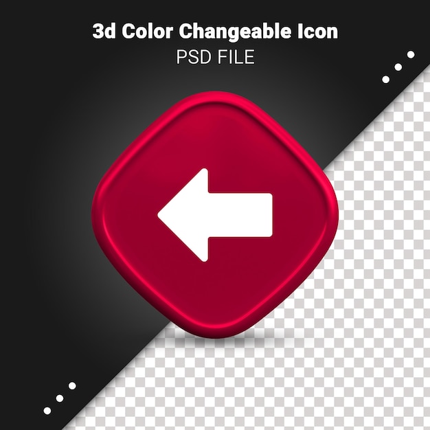 左矢印アイコンの色を変更および完全に編集可能な3dレンダリング