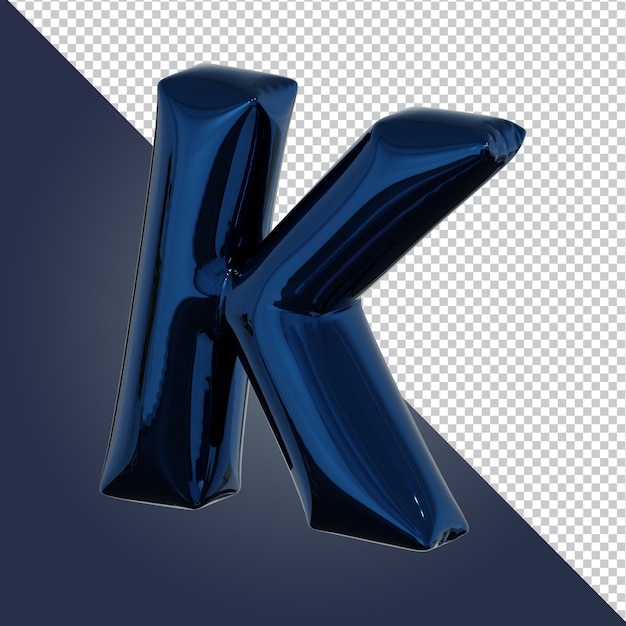 PSD 3d рендеринг металлической синей буквы алфавита изолированы