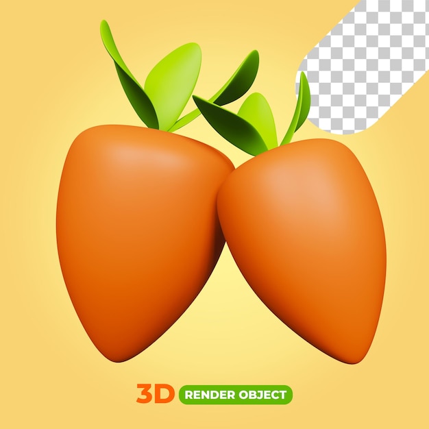 오렌지 당근의 3d 렌더링