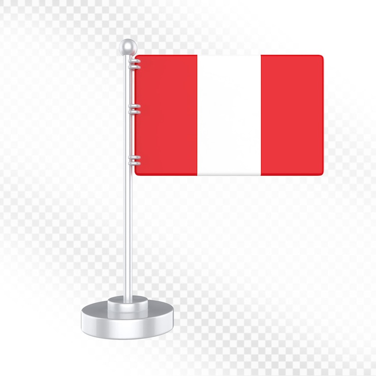 PSD 3d render of peruvian flag on a table