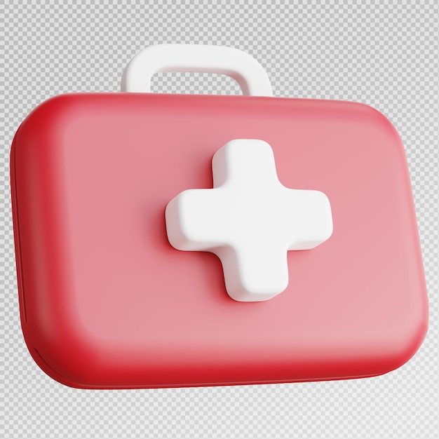 3d render of red first aid kit medical concept icon