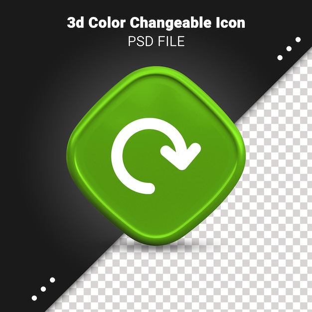 변경 가능하고 완전히 편집 가능한 다시 로드 아이콘 색상의 3d 렌더링