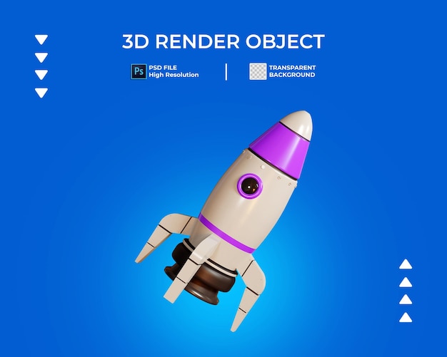 고립 된 로켓 아이콘의 3d 렌더링