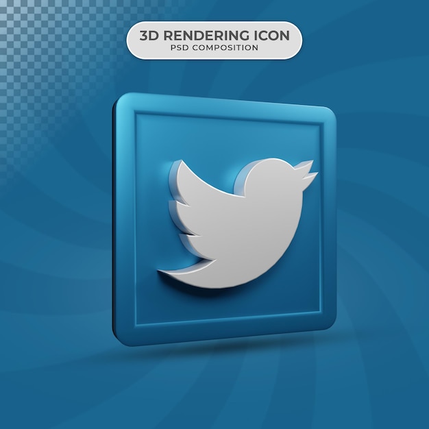 ソーシャルメディアのtwitterアイコンデザインの3dレンダリング