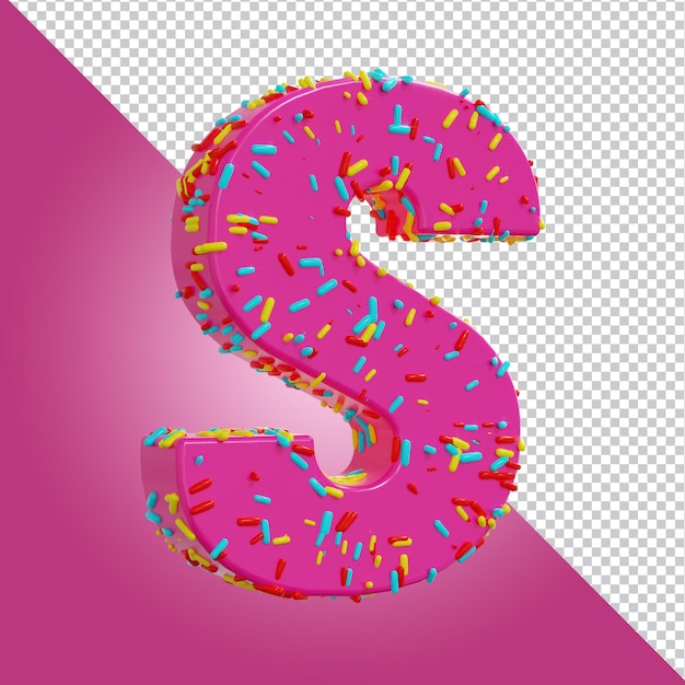 3d render of sprinkles alphabet letter isolated