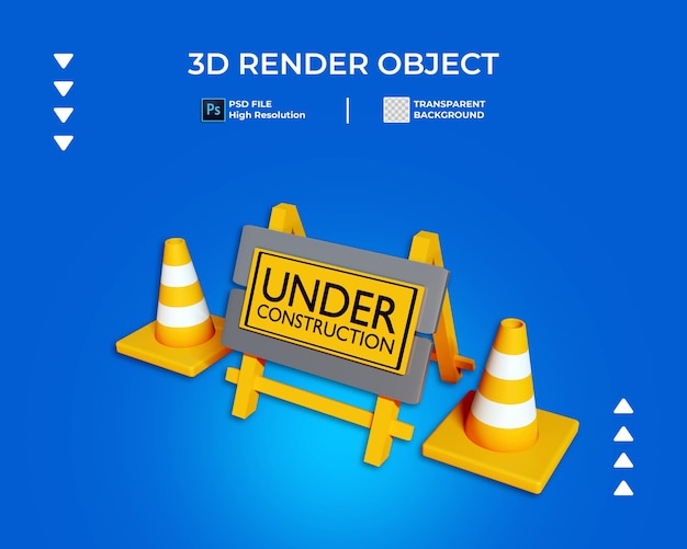 PSD 分離された建設中のアイコンの3dレンダリング