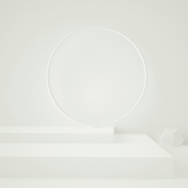 3d render of white abstract podium