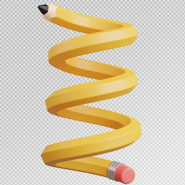 3d render of yellow pencil with abstract shape