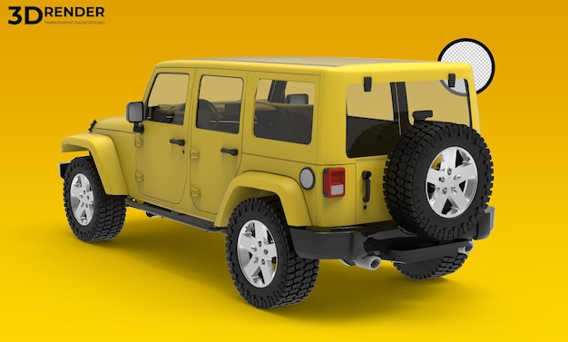 PSD rendering 3d veicolo fuoristrada o jeep sfondo trasparente