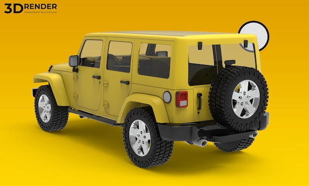 Rendering 3d veicolo fuoristrada o jeep sfondo trasparente