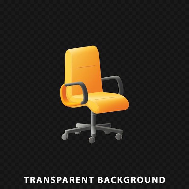 PSD 3d render office chair isolated on transparent background