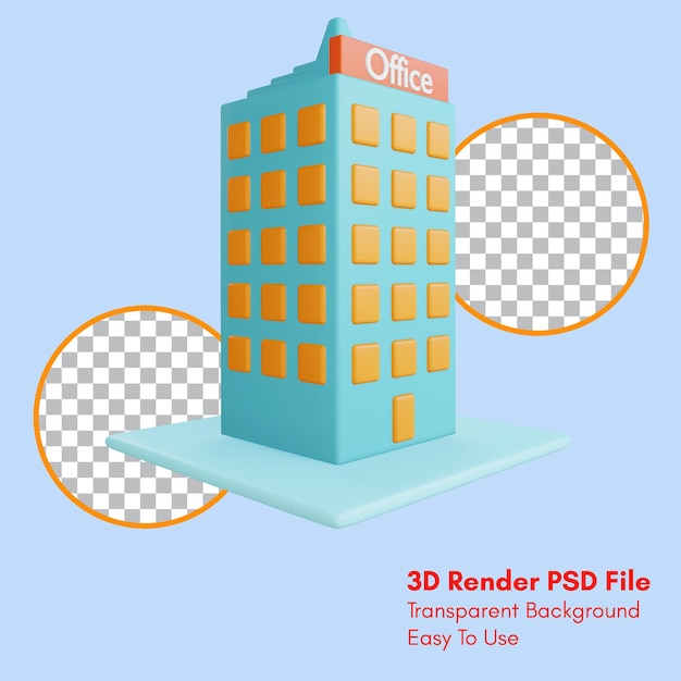 3d render office icon with transparent background