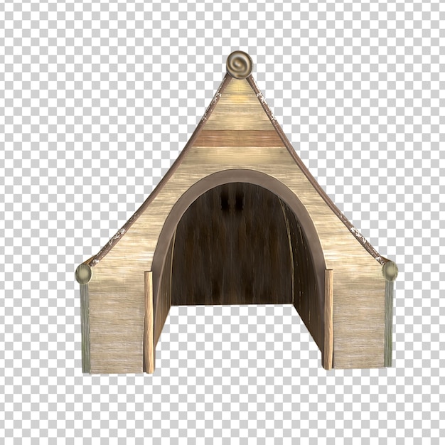 PSD 3d render old wooden cabin