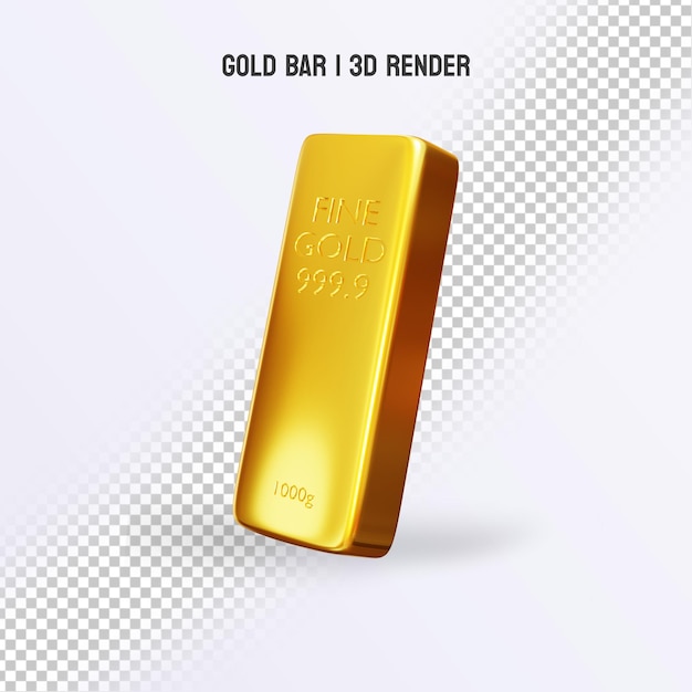 PSD 3d rendono un lingotto d'oro con sfondo trasparente
