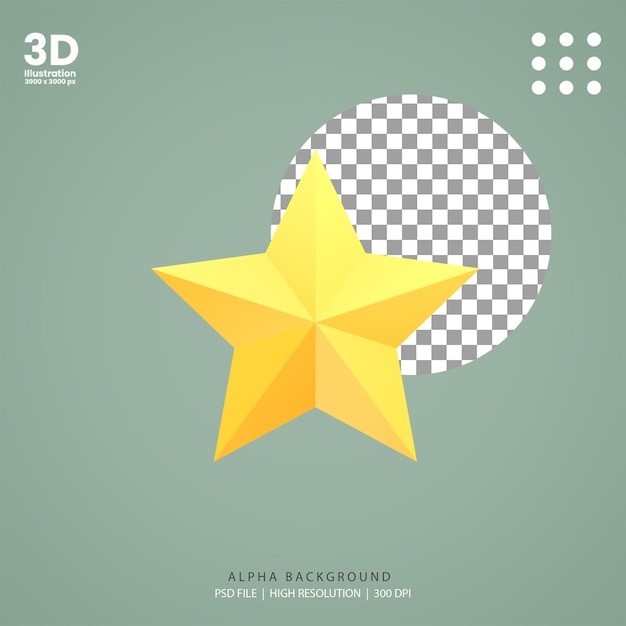 3D Render One Stars Illustration