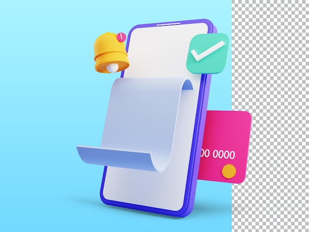 PSD rendering 3d del concetto di pagamento online trasferire denaro con bancomat su smartphone