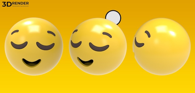 3d render Opgelucht gezicht emoji op transparante achtergrond