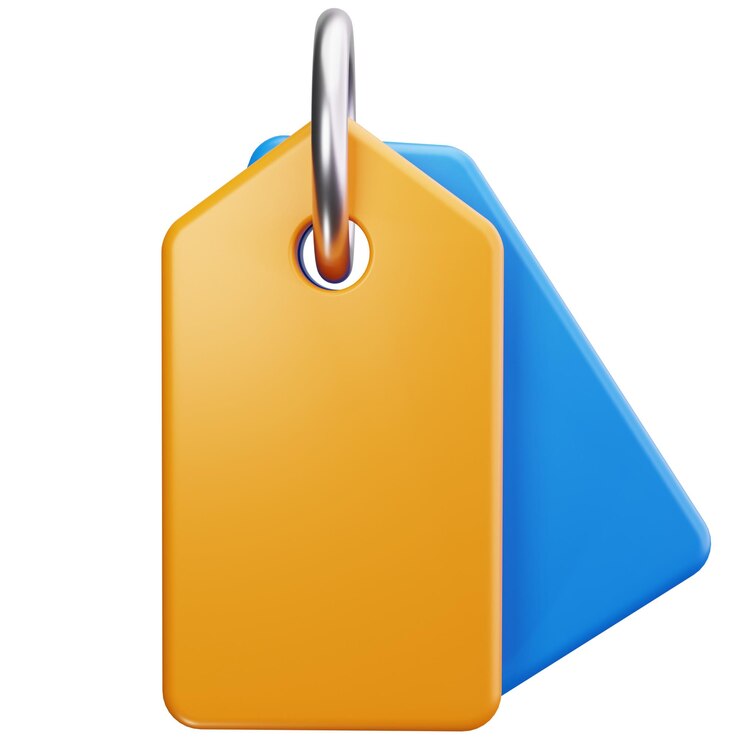 PSD 3d render of orange and blue price tags