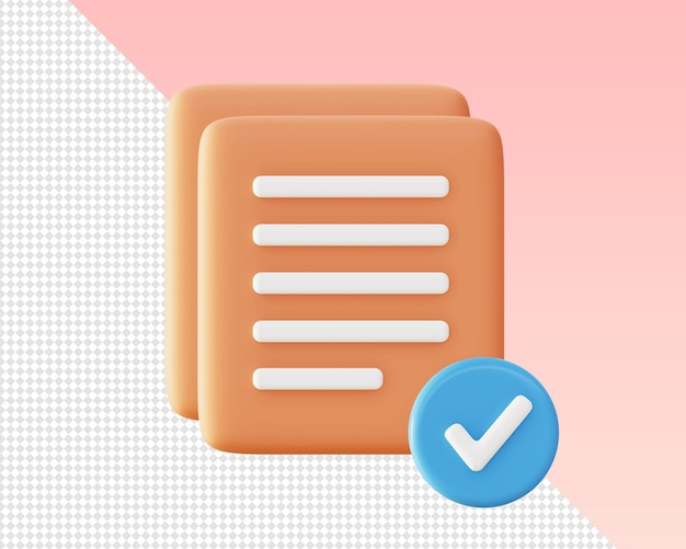 UI UX 웹 모바일 앱 광고 디자인을 위한 주황색 문서 파일 그림 아이콘의 3d 렌더링
