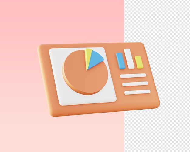Rendering 3d di icone di illustrazione del grafico a torta arancione per ui ux web mobile apps design di annunci sui social media