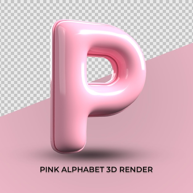 PSD 3 d レンダリング p アルファベット ピンク プラスチックかわいい