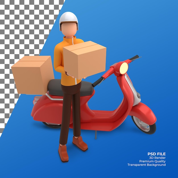 3D Render Package Courier на иллюстрации скутера