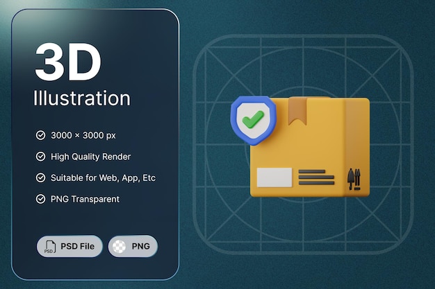 PSD 3d render package security logistic concept modern icon illustrations design