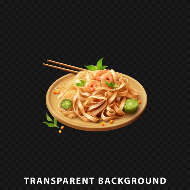 3d render pad thai isolated on transparent background