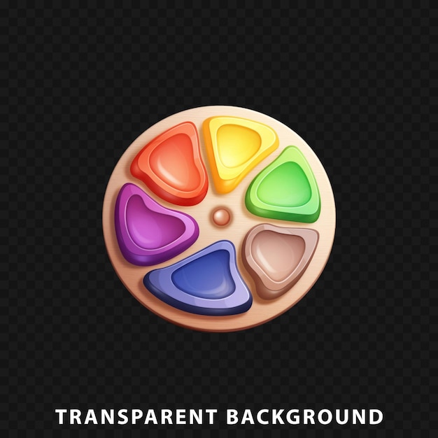 3d render paint palette isolated on transparent background