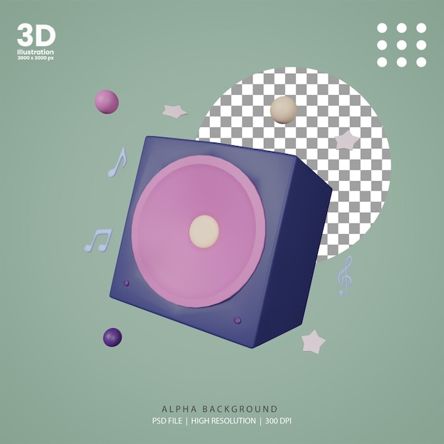 PSD 3d render party speaker иллюстрация